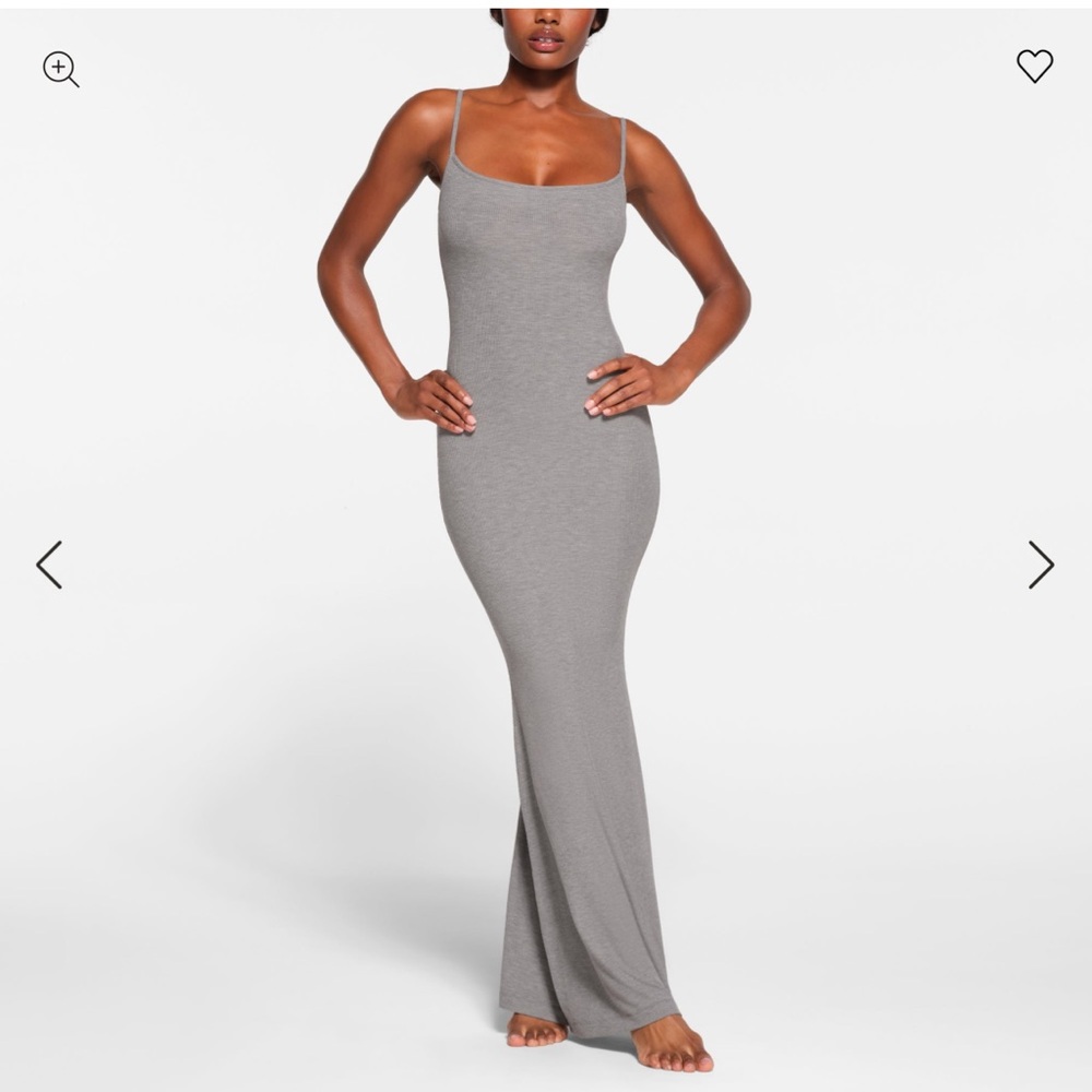 COPY - Skims Long Slip Dress in Heather Grey size Small